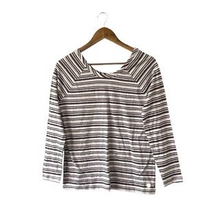 NWOT T by Talbots Pink Black Striped Long Sleeve T-Shirt Top Size Small